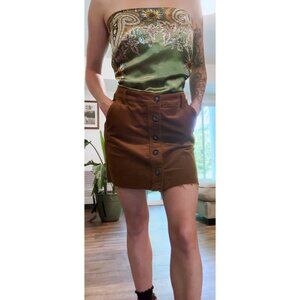 Corduroy Button Down Fray Skirt